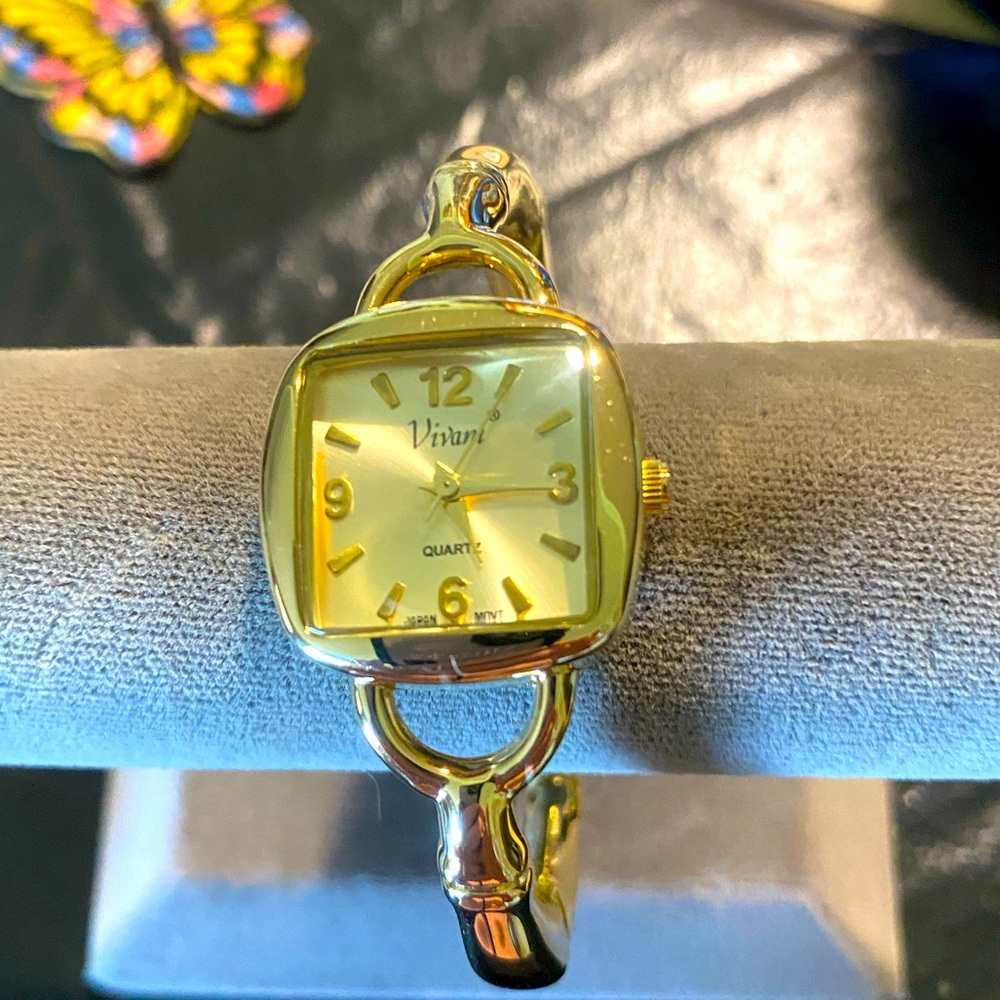 Ladies Vivani Gold-tone Cuff Watch